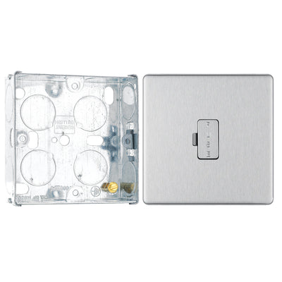 BG Screwless Brushed Steel 13A Unswitched Spur FBS54 with 25mm Steel Back Box by British General (BG-FBS54+HGS02)