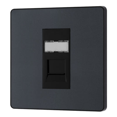 BG Evolve Matt Grey RJ45 Cat6 Single Data Outlet PCDMGRJ451B with 35mm Steel Back Box
