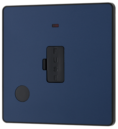 BG PCDDB54B Matt Blue Evolve 13A Flex Outlet Neon Unswitched Fused Spur Unit - Black Insert