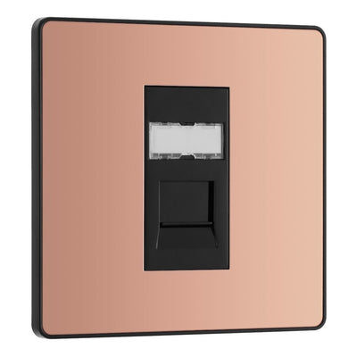 BG Evolve Polished Copper RJ45 Cat6 Single Data Outlet PCDCPRJ451B with 35mm Steel Back Box