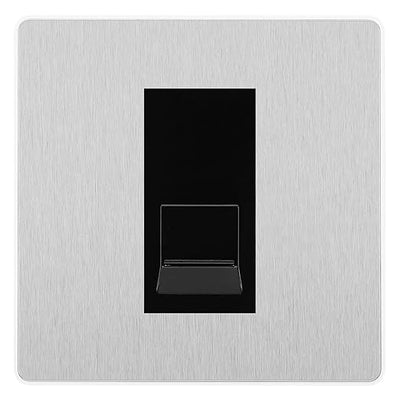 BG Evolve Brushed Steel Single RJ11 Telephone Socket PCDBSRJ111 - Black Insert by British General (BG-PCDBSRJ111B)