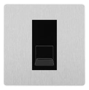 BG Evolve Brushed Steel Single RJ11 Telephone Socket PCDBSRJ111 - Black Insert by British General (BG-PCDBSRJ111B)