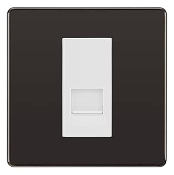 BG Screwless Black Nickel Single RJ11 Telephone Socket FBNRJ111 - White Insert by British General (BG-FBNRJ111W)