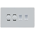 BG Screwless Polished Chrome 4 Gang Switch 2x Trailing Edge LED Dimmer 2x Intermediate Custom Grid Switch
