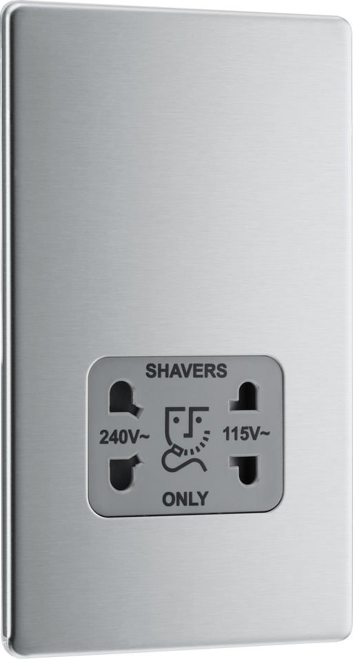 FBS20G Front - This dual voltage shaver socket from British General is suitable for use with 240V and 115V shavers and electric toothbrushes.