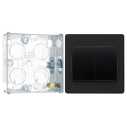 BG Evolve Matt Black 2 Gang 20A 16AX 2 Way Wide Rocker Light Switch PCDMB42WB with 25mm Steel Back Box