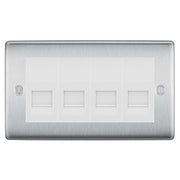 BG Nexus Brushed Steel 4 Gang IDC Secondary Telephone Socket - White Insert by British General (BG-NBSBTS4W)