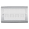 BG Nexus Brushed Steel 4 Gang IDC Secondary Telephone Socket - White Insert by British General (BG-NBSBTS4W)