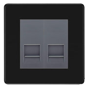 BG Screwless Matt Black Double IDC Secondary Telephone Socket - Grey Insert by British General (BG-FFBBTS2G)