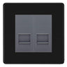 BG Screwless Matt Black Double IDC Secondary Telephone Socket - Grey Insert by British General (BG-FFBBTS2G)