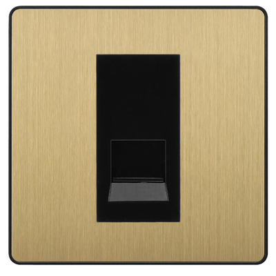 BG Evolve Satin Brass Single Master Telephone Socket, Screw Terminal - Black Insert by British General (BG-PCDSBBTMS1B)