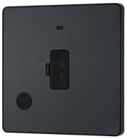 BG Evolve PCDMG54B Matt Grey 13A Flex Outlet Neon Unit - Black Insert by British General (BG-PCDMG54B-Shopify-SA_1)