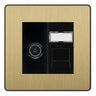 BG Evolve Satin Brass TV Aerial & RJ45 CAT6 Data Socket - Black Insert by British General