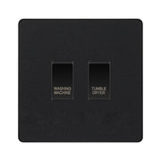 BG Evolve Matt Black Custom Appliance Grid Switch 2 Gang Screwless by British General (BG-EVOLVE-MB-2GANG-APPLIANCE)