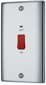BG NPC72 Nexus Metal Polished Chrome Large Plate 45A 2 Pole Neon Cooker Switch by British General (BG-NPC72-Shopify-SA_1)