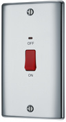 BG NPC72 Nexus Metal Polished Chrome Large Plate 45A 2 Pole Neon Cooker Switch by British General (BG-NPC72-Shopify-SA_1)