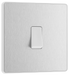 PCDBS12W Front - This Evolve Brushed Steel 20A 16AX single light switch from British General will operate one light in a room.