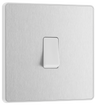 BG PCDBS12W Brushed Steel Evolve 1 Gang 20A 16AX 2 Way Light Switch - White Insert by British General (BG-PCDBS12W-Shopify-SA_1)