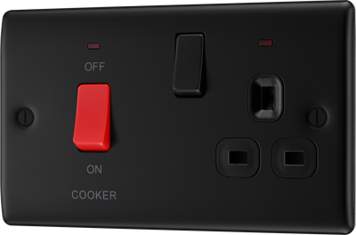 BG NFB70B Nexus Metal Matt Black 45A Switch 13A Switched Socket Cooker Control Unit