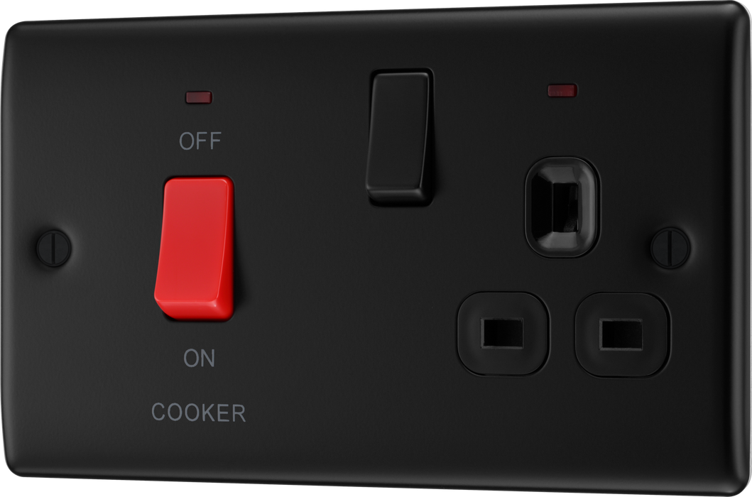 BG NFB70B Nexus Metal Matt Black 45A Switch 13A Switched Socket Cooker Control Unit