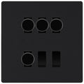 BG Evolve Matt Black 6 Gang Switch 4x Trailing Edge LED Dimmer, 1x Intermediate, 1x 2-Way Switch