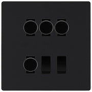 BG Evolve Matt Black 6 Gang Switch 4x Trailing Edge LED Dimmer, 1x Intermediate, 1x 2-Way Switch by British General (BG-Evolve-MB-6G-4x-Dimmer-1x-INT-1x-2Way)