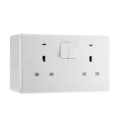 BG Electrical 13A 1 Pole Neon Switched Socket White & 50mm Pattress Back Box by British General (BG-826+878)