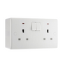 BG Electrical 13A 1 Pole Neon Switched Socket White & 50mm Pattress Back Box by British General (BG-826+878)