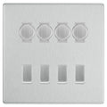 BG Screwless Brushed Steel 8 Gang Switch 4x Trailing Edge LED Dimmer 4x Intermediate Custom Grid Switch