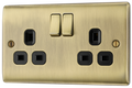 BG NAB22B Nexus Metal Antique Brass 2 Gang 13A Switched Socket