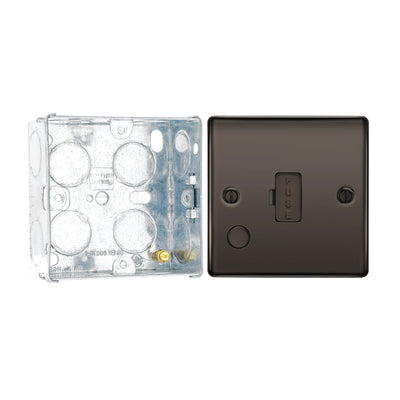 BG Nexus Black Nickel 13A Unswitched Spur + Cable Outlet NBN55 with 35mm Steel Back Box