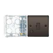 BG Nexus Black Nickel 13A Unswitched Spur + Cable Outlet NBN55 with 35mm Steel Back Box