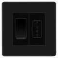 BG Flatplate Screwless Matt Black 20A Intermediate Switch & 13A Fused Spur Plate | Black Insert