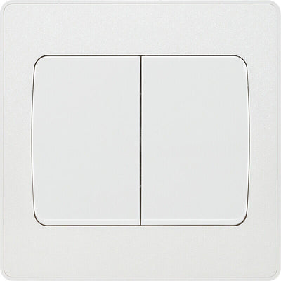 Switches: BG Evolve Pearlescent White Screwless Switches & Sockets White Insert Full Range PCDCL12W - Single Light Switch 20A by British General (BG-EVOLVE-PEARLESCENT-WHITE-PCDCL12W)