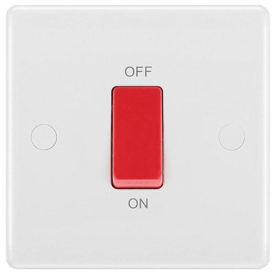 BG 875 Moulded Round Edge | White | 1 Gang 45A 2 Pole Cooker Switch by British General (BG-875)