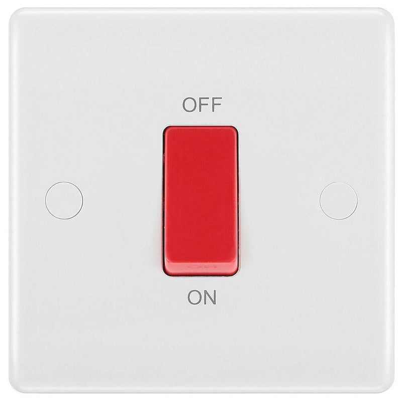 BG 875 Moulded Round Edge | White | 1 Gang 45A 2 Pole Cooker Switch