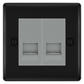 BG Nexus Matt Black Double Master Telephone Socket, Screw Terminal - Grey Insert