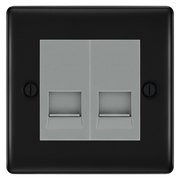 BG Nexus Matt Black Double Master Telephone Socket, Screw Terminal - Grey Insert by British General (BG-NFBBTMS2G)