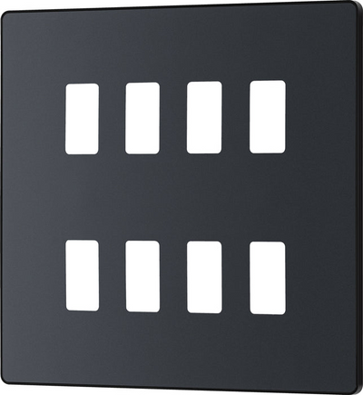 BG RPCDMG8B Evolve Grid Matt Grey 8 Module Square Front Plate - Black Trim
