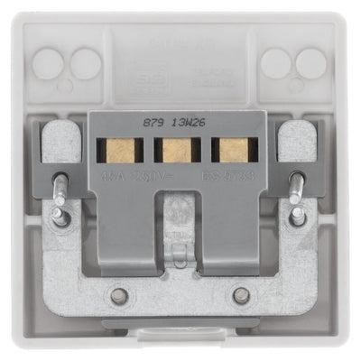 BG 879 Moulded Round Edge | White | 1 Gang 45A Bottom Entry Flex Outlet Plate
