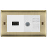 BG Nexus Matt Black Media Wall Plate TV Aerial, HDMI & CAT6 Outlet - White Insert by British General
