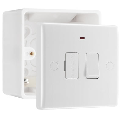 BG Nexus 13A 2 Pole Switched Spur + Neon + Cable Outlet & 50mm Pattress Back Box by British General (BG-853+877)