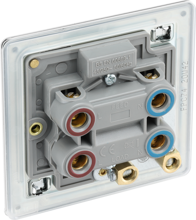 BG FPC74 Nexus Screwless Flat-Plate Double Pole Cooker Switch Polished Chrome Neon 45A