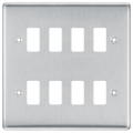 BG RNBS8 Nexus Grid Brushed Steel 8 Module Front Plate