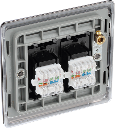 BG NBNRJ452 Nexus Metal Black Nickel 2 Gang RJ45 Data Outlet