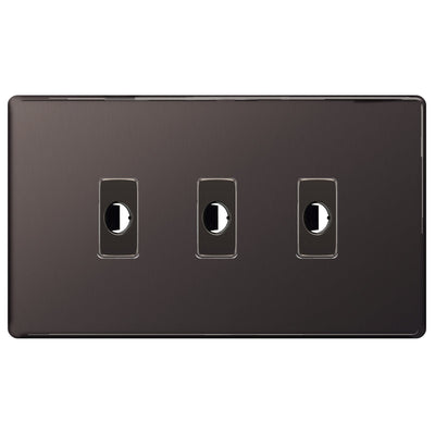 BG Nexus Screwless Black Nickel 3 Gang Flex Outlet Socket