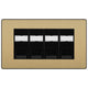 BG Evolve Satin Brass 4 Gang RJ45 Cat5e Data Socket Black Inserts