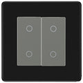 BG Nexus Screwless Matt Black Double Secondary Touch Dimmer Switch - Grey Insert