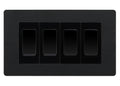 BG Evolve Matt Black 4 Gang Intermediate Light Switch Custom Grid - Black Insert