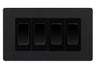 BG Evolve Matt Black 4 Gang Intermediate Light Switch Custom Grid - Black Insert by British General (BG-Evolve-MB-4G-Combo-4x INT-BL)